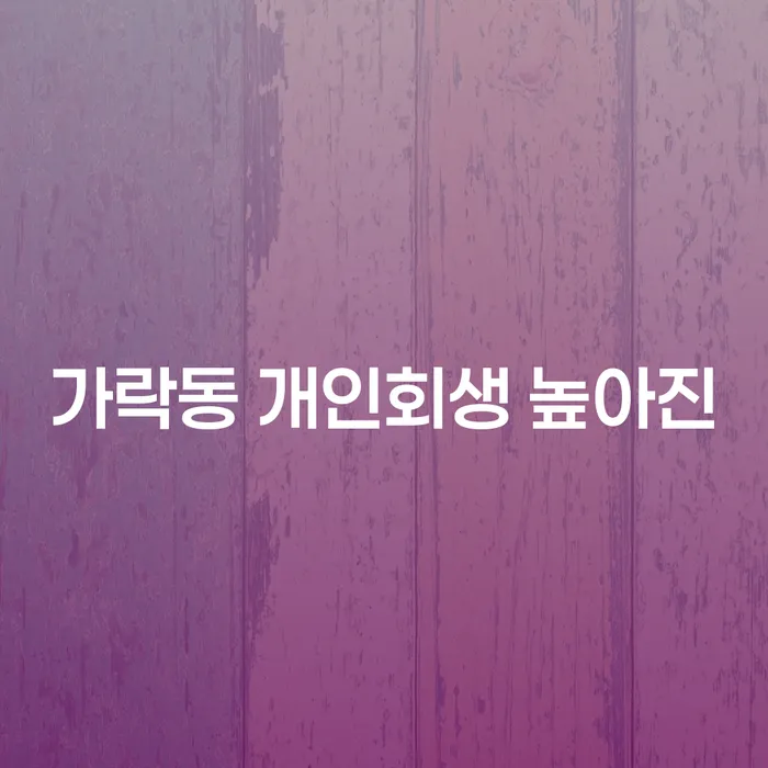 가락동 개인회생 높아진